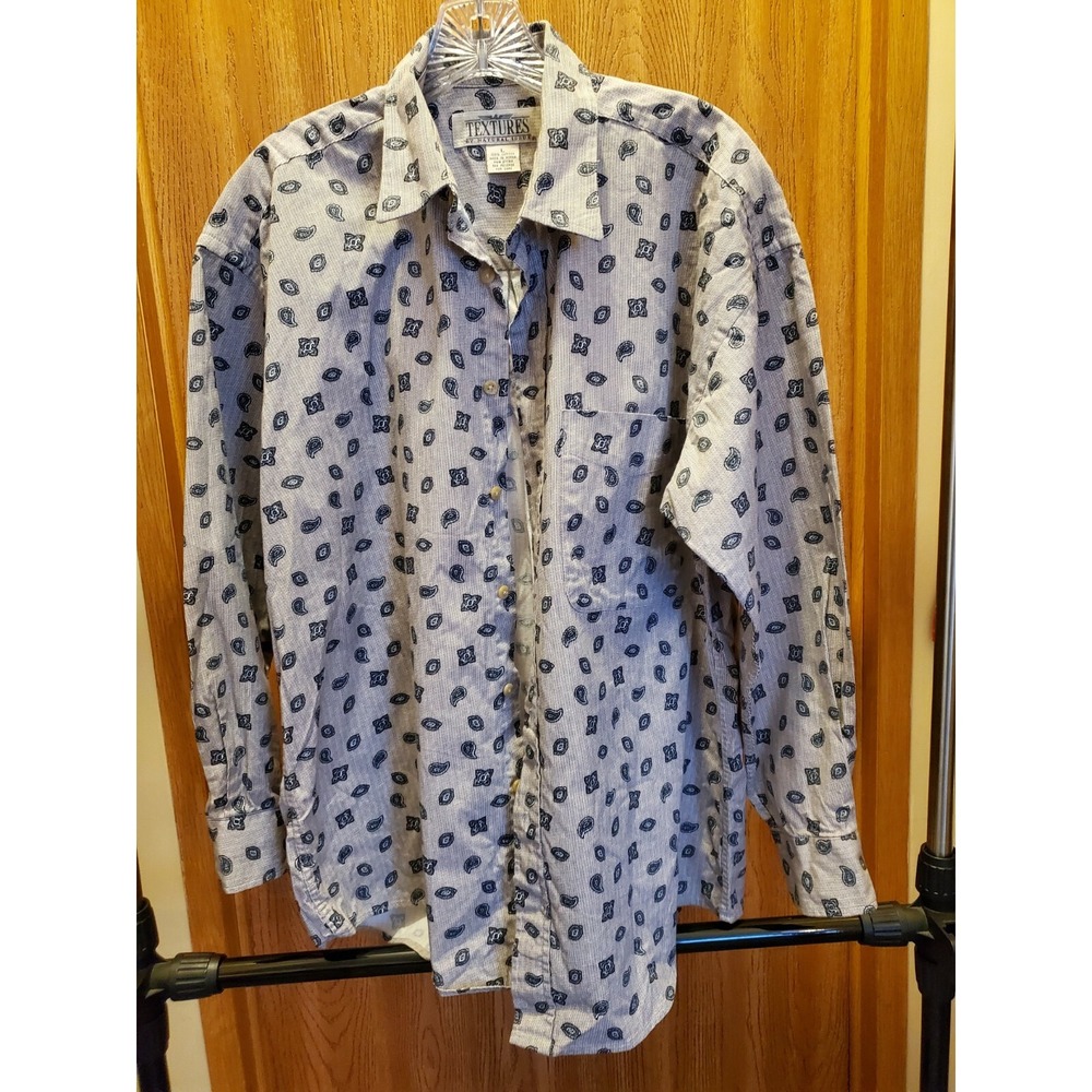 Textures by Natural Issue men's shirt size L Large Long Sleeve Button up excelle